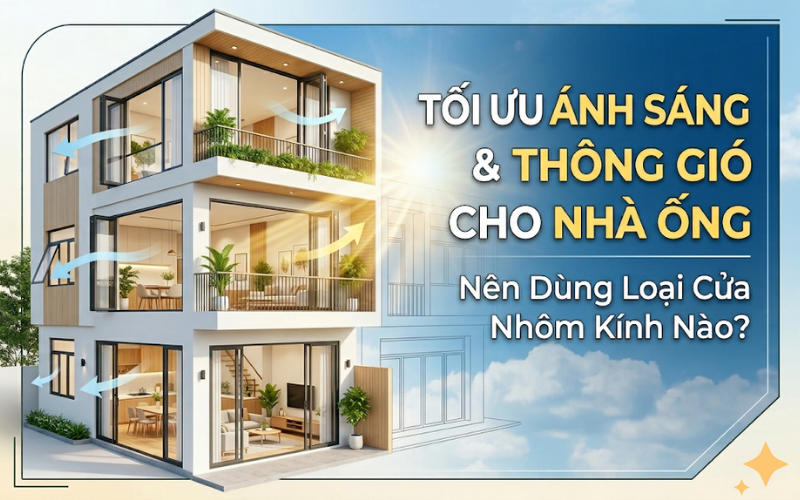 Lựa chọn cửa nhôm kính nào phù hợp để tối ưu ánh sáng và ống thông gió cho nhà ống